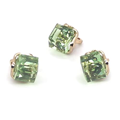 Knöpfe，Knöpfe Nähen Basteln， 6 Stück Strass kleine Glasknöpfe Diamante Juwel klar quadratisch Schaftknopf Handwerk for Mantel Kleidung(Green) von SFQEVHRZ