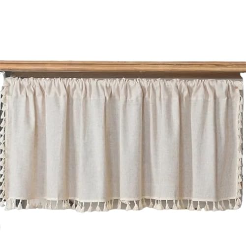 SFQEVHRZ Kabinettvorhänge， Blumen Kurzer Vorhang Schrank Schrank Abdeckvorhänge Baumwollleinen Weinschrank Tür Fenstervorhänge Kleiderschrank Vorhang for Bücherregal Regal(Beige,150x45cm) von SFQEVHRZ