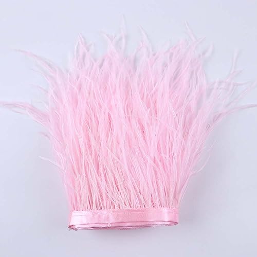 SFQEVHRZ Schwanzfeder Band, 1 Yard Flauschige Federbesatz Fransen Verschiedene Federn Bandbesatz Hochzeitskleid Kleidung Dekoration Handwerk(Light Pink) von SFQEVHRZ