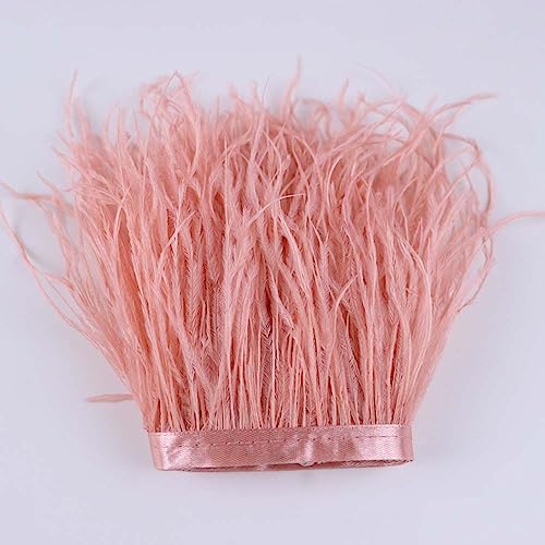 SFQEVHRZ Schwanzfeder Band, 1 Yard Flauschige Federbesatz Fransen Verschiedene Federn Bandbesatz Hochzeitskleid Kleidung Dekoration Handwerk(Powder Pink) von SFQEVHRZ