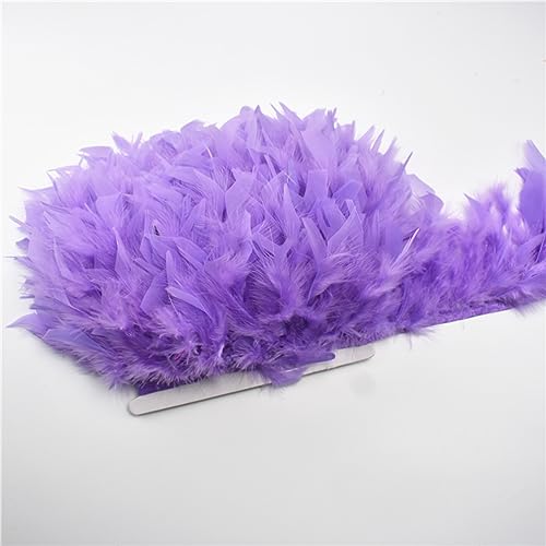 SFQEVHRZ Schwanzfeder Band, 3 m Flauschige Federn, Fransenband, Feder auf Band, Quaste, Nähen, Garnitur, DIY, Kleidung, Kleid, Dekoration(16.Light Purple) von SFQEVHRZ