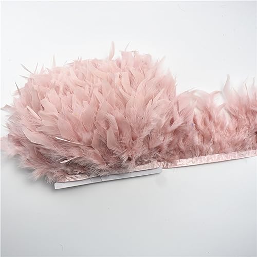 SFQEVHRZ Schwanzfeder Band, 3 m Flauschige Federn, Fransenband, Feder auf Band, Quaste, Nähen, Garnitur, DIY, Kleidung, Kleid, Dekoration(30.Leather Pink) von SFQEVHRZ