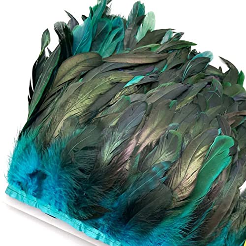 SFQEVHRZ Schwanzfeder Band, 5,5 Yards Länge Federn Borten Fransen Federn Band DIY Nähen Kleidung Hochzeit Dekoration Kleidung(Lake Blue Feathers) von SFQEVHRZ