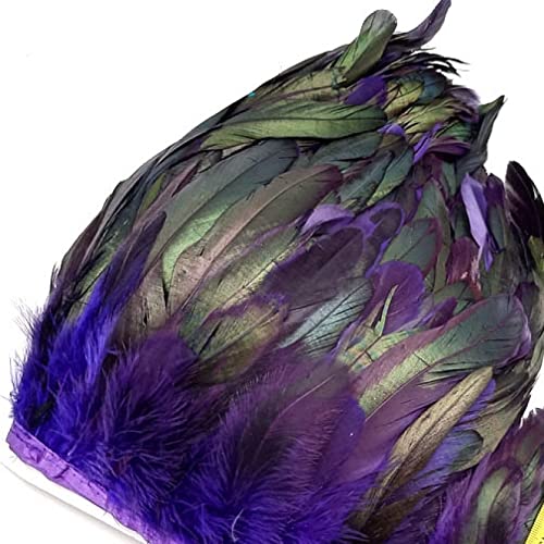 SFQEVHRZ Schwanzfeder Band, 5,5 Yards Länge Federn Borten Fransen Federn Band DIY Nähen Kleidung Hochzeit Dekoration Kleidung(Purple Feathers) von SFQEVHRZ