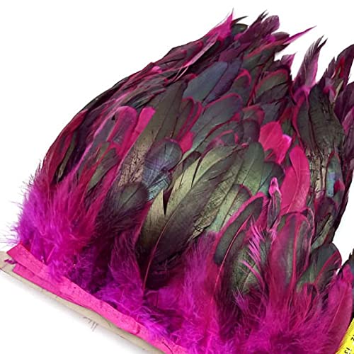 SFQEVHRZ Schwanzfeder Band, 5,5 Yards Länge Federn Borten Fransen Federn Band DIY Nähen Kleidung Hochzeit Dekoration Kleidung(Rose Red Feathers) von SFQEVHRZ