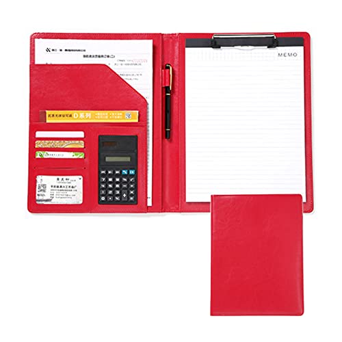 SFQEVHRZ Zwischenablage Mappe Konferenzmappe, Padfolio-Notizbuch mit Brief-Klemmbrett, A4-Portfolio-Ordner und Organizer-Ordner for Lebenslauf-Padfolio for Männer und Frauen(Rosso) von SFQEVHRZ