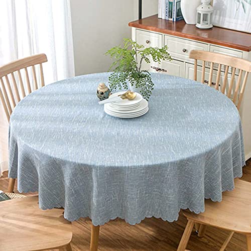 Tischtücher, Runde Tischdecke 270 cm, schwere Tischdecke aus Baumwollleinen, staubdichte, knitterfreie Tischdecke, runde, Dicke Tischdecke for den Innen- und Außenbereich(Blu,110cm) von SFQEVHRZ