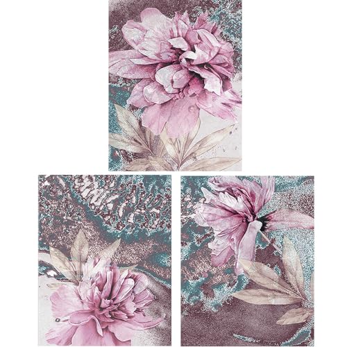 SFUSHOS 3 Pack Diamond Painting Blumen Pink 40x40 cm Diamond Painting Lotus Diamond Painting Lotusblume Diamond Painting Landschaft Abstrakt Diamant Painting Bilder Blumen Mosaik Klebebilder von SFUSHOS