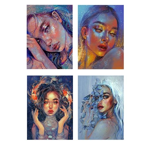 SFUSHOS Diamond Painting Mädchen Universum 4 Pack 30x40cm 5D Diamant Painting Universum Diamond Painting Galaxy Universum Diamond Painting Anime Bilder Glitzer Mädchen Perlen Bilder von SFUSHOS