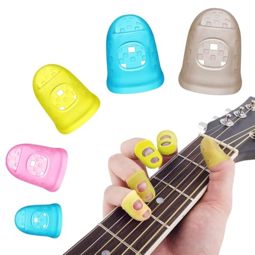 SGERUFZ 40 Stück Silikon-Fingerhut Fingerkuppenschutz Silikon Fingerschutz Gitarren-Fingerschutz Rutschfester (Mehrfarbig) von SGERUFZ