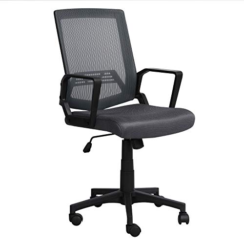 SGKOMN Bürostuhl, ergonomisch, höhenverstellbar, mittelhohe Rückenlehne, Netzstoff, Computer-Schreibtischstuhl(Dark Gray) von SGKOMN