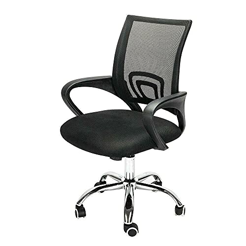 SGKOMN Ergonomischer Bürostuhl mit mittelhoher Rückenlehne und Netzstoff-Rückenlehne, drehbar, Schwarz von SGKOMN