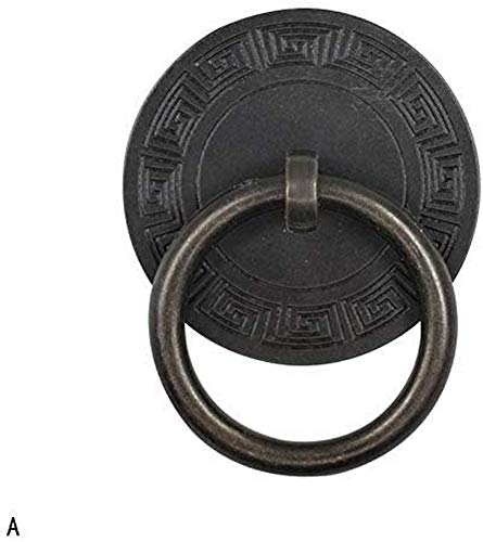 SGKOMN Scheunentorgriff, Kupfer, Schrankfront, Türklopfer, Retro-Türgriff, Klassische Möbelgriffe, bronzefarbener Knopf, schwarzer Schraubendurchmesser,Black Screw Ring diameter5Cm von SGKOMN