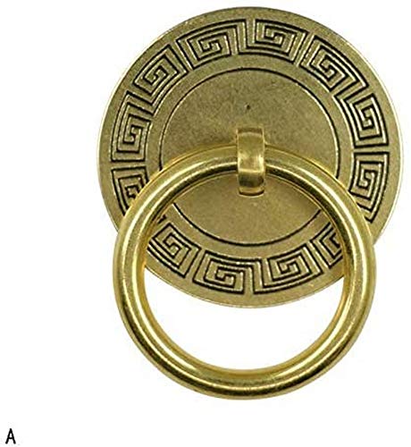 SGKOMN Scheunentorgriff, Kupfer, Schrankfront, Türklopfer, Retro-Türgriff, Klassische Möbelgriffe, bronzefarbener Knopf, schwarzer Schraubendurchmesser,Brass Screw Ring diameter4Cm von SGKOMN