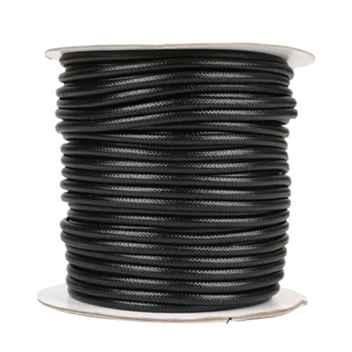 Elastisch Faden 2,5/3/3,5/4/5 mm Schwarze gewachste Baumwollschnur, runde gewachste Fadenschnur, Schnur, Halskette, Seil for die Schmuckherstellung (Color : 4mm 5meter, Size : Black Color) von SGYGHNI