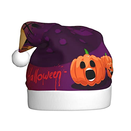 SGZLZBWK Happy Halloween Weihnachtsmannmütze, Unisex, Weihnachtsmütze für Erwachsene, klassische Urlaubsmütze für Neujahrsparty von SGZLZBWK