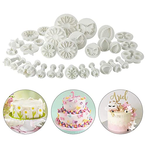 33 Stück Fondant Ausstecher Set für Blumen Formen Set Fondant Werkzeuge Auswerfer Stempel Modellierwerkzeug für Kuchen Dekoration von SGerste