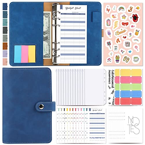 SH-RuiDu A6 Budget Binder Ringbuch Notizbuch, PU Leder Budget Binder mit Geldumschlägen, Ausgaben, Budgetblätter, A6, Budgetplaner, Bargeldbinder für Budgetierung und Geld sparen von SH-RuiDu