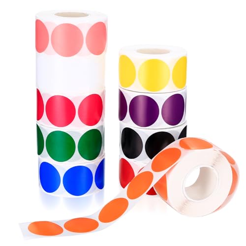 Bunte Klebepunkte Bunte Punkte Aufkleber Rund, 5000 Stück/10 Rollen 25mm Markierungspunkte Selbstklebende, Runde Aufkleber Klebeetiketten, Rund Farbige Stickers Dots für DIY Büro Kalender von SHACHENH