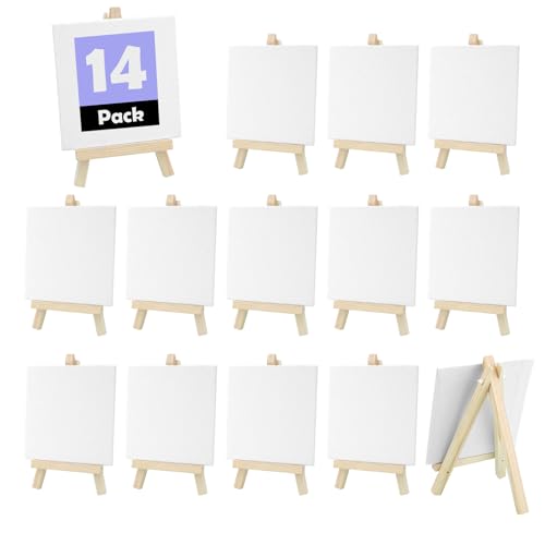 14Stück Mini Leinwand mit Staffelei, SHAIDOJIO 8x15cm Staffelei Klein mit 10x10cm Mini Leinwand, Faltbare Klein Tischstaffelei Holz für Display für Fotos Gemälde Hochzeit Kinder Partys Telefone 14Stück Mini Leinwand mit Staffelei, SHAIDOJIO 8x15cm Staffelei Klein mit 10x10cm Mini Leinwand, Faltbare Klein Tischstaffelei Holz für Display für Fotos Gemälde Hochzeit Kinder Partys Telefone von SHAIDOJIO