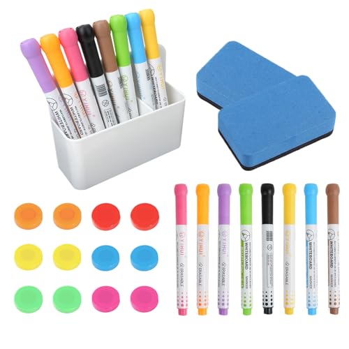 SHAIDOJIO 31 Stück Whiteboard Zubehör, 16 Whiteboard Marker, 1 Magnetischer Stiftehalter, 2 Whiteboard Schwamm, und 12 Magnete, Whiteboard Set für Zuhause Büro Whiteboard Kühlschrank von SHAIDOJIO