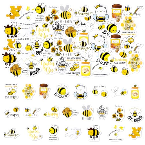 46 Stücke Biene Aufkleber, Niedlich Biene Aufkleber, Witzig Bienen Tier Aufkleber, Vinyl Wasserflasche Aufkleber für Scrapbooking, DIY Handwerk, Laptops, Journal, Geschenke für Erwachsene, Kind von SHANFAA