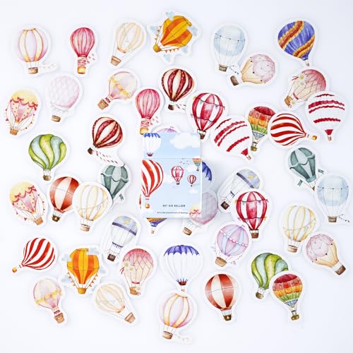 46 Stücke Bunte Heißluftballon Form Aufkleber, Mini Size Cartoon Heißluftballon Aufkleber für Kinder Teens Erwachsene Reisekoffer, Laptop, Planer, Kalender, Scrapbook, Koffer, Notizbücher, Journal von SHANFAA