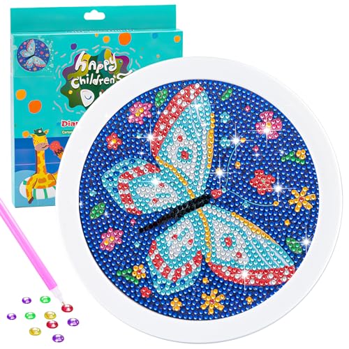 Diamond Painting Kinder,5D DIY Diamant Malerei Set für Kinder Mädchen und Erwachsene, Schmetterling Diamond Painting Set Full Mosaikherstellung, Diamant Painting Bilder Arts Craft für Home Wand Decor von SHANFAA