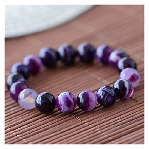 SHANGMAOYO Naturstein Bergkristall Lila Farbe Stretch Armband Rhodochrose Edelstein Naturstein Schmuck Perlen Charme Elastische Schnüre Seil Pulseras Healing Crystals (Metal Color : 6mm Beads) von SHANGMAOYO