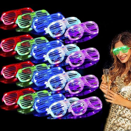 SHANJIA TTY Partybrillen, Neongläser, 5 Farben, LED-Kunststoff-Sonnenblenden, leuchtet im Dunkeln, Neujahrsparty-Zubehör, Gastgeschenke, Karnevalsparty von SHANJIA