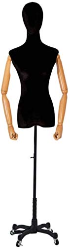 SHANYAYALI Mannequin Body Seamress Mannequin höhenverstellbare Lenkrolle Bekleidungsgeschäft Regal Präsentationsständer Modellpuppen (Schwarz, M) von SHANYAYALI