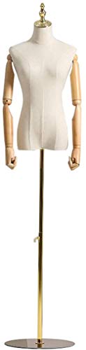 SHANYAYALI Model Mannequin Hanger, Height Adjustable, Flexible Solid Wood Arm, Thick Metal Iron Pipe Bracket, Clothing Store (Golden Disc) von SHANYAYALI