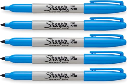 SHARPIE Blaue Permanentmarker, feine Spitze, 5 Stück (Brillantblau) von SHARPIE