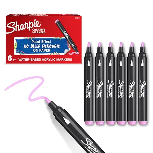 SHARPIE Creative Marker Acryl-Farbstifte | Wasserbasierte Farbmarker mit Rundspitze | Schulsachen | Rosa | 6 Stück von SHARPIE