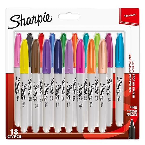 SHARPIE Permanent Marker | Marker Stifte mit feiner Spitze | gemischte Farben | 18 Wasserfeste Stifte von SHARPIE