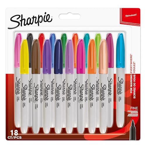 SHARPIE Permanent Marker | Marker Stifte mit feiner Spitze | gemischte Farben | 18 Wasserfeste Stifte von SHARPIE