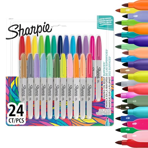 SHARPIE Permanente Marker | Feine Spitze Malstifte | Verschiedene Farben | 24 Marker von SHARPIE