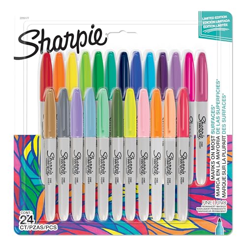 SHARPIE Permanente Marker | Feine Spitze Malstifte | Verschiedene Farben | 24 Marker von SHARPIE