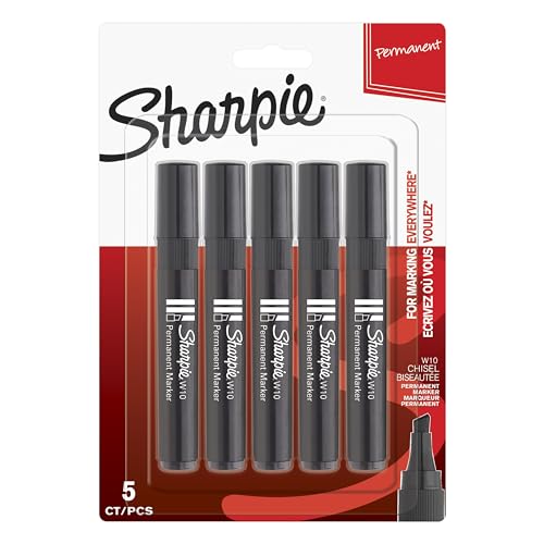 SHARPIE W10 Permanentmarker | Keilspitze | 5er Packung | schwarz von SHARPIE