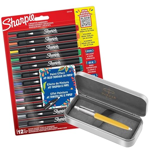 Sharpie Acryl Bullet Creative Marker Geschenkset mit Parker Pen & Metall-Federmäppchen von SHARPIE