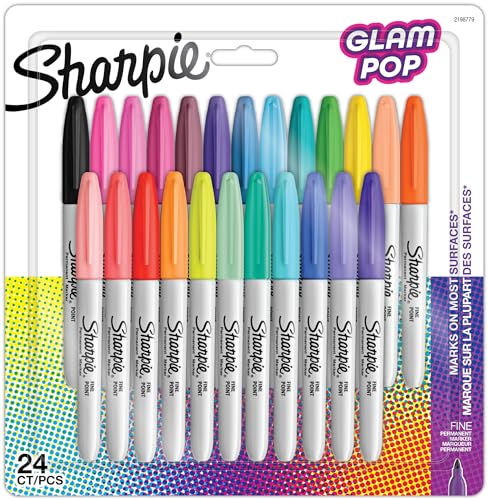 Sharpie Glam Pop-Permanent Marker | feine Spitze für klare Details | verschiedene Farben | 24 Wasserfeste Stifte von SHARPIE