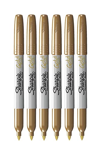 SHARPIE Metallic-Permanentmarker, feine Spitze, für die meisten Oberflächen geeignet (Gold, 1 Stück (6er-Pack)) von SHARPIE