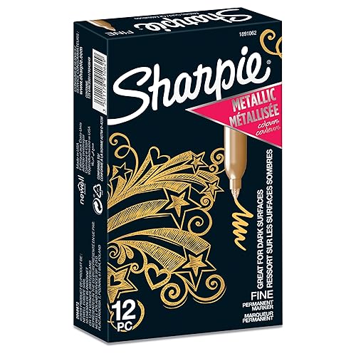 SHARPIE Metallic-Permanentmarker | Marker Stifte mit feiner Spitze | Gold Tinte | 12er Stück von SHARPIE