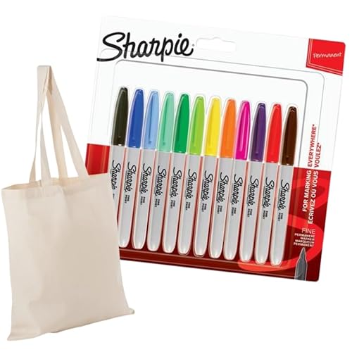 Sharpie Permanent Marker | Fine Tip | Pack of 12 | + Cotton Bag von SHARPIE