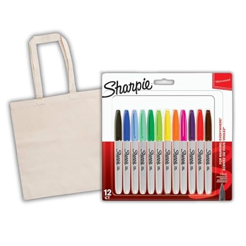 Sharpie Permanent Marker | Fine Tip | Pack of 12 | + Cotton Bag von SHARPIE