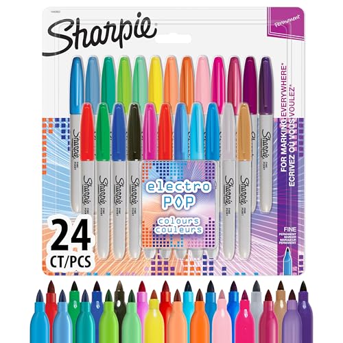 Sharpie Permanent Marker | Marker Stifte mit feiner Spitze | gemischte Electro Pop- und Originalfarben | 24 Stück Market Set von SHARPIE