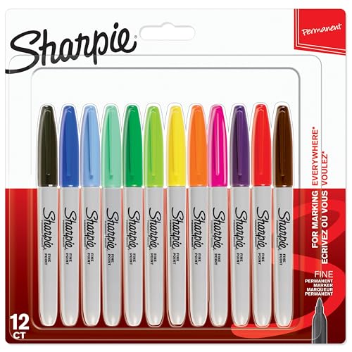 Sharpie Permanent Marker | Marker Stifte mit feiner Spitze | gemischte Farben | 12 Stück Market Set von SHARPIE