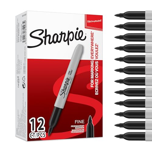 SHARPIE Permanent Marker | Marker Stifte mit feiner Spitze | schwarze permanente Tinte | 12 Stück Market Set von SHARPIE