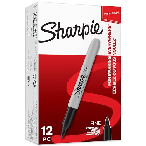 SHARPIE Permanent Marker, Marker Stifte mit feiner Spitze, schwarze permanente Tinte, 12 Stück Market Set von SHARPIE