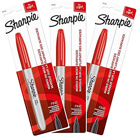 Sharpie Permanentmarker, feine Spitze, 3 Stück Fine rot von SHARPIE